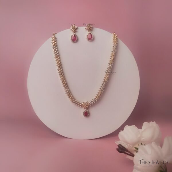 Diamond Inspired Pear Jewellery (Dark Pink)