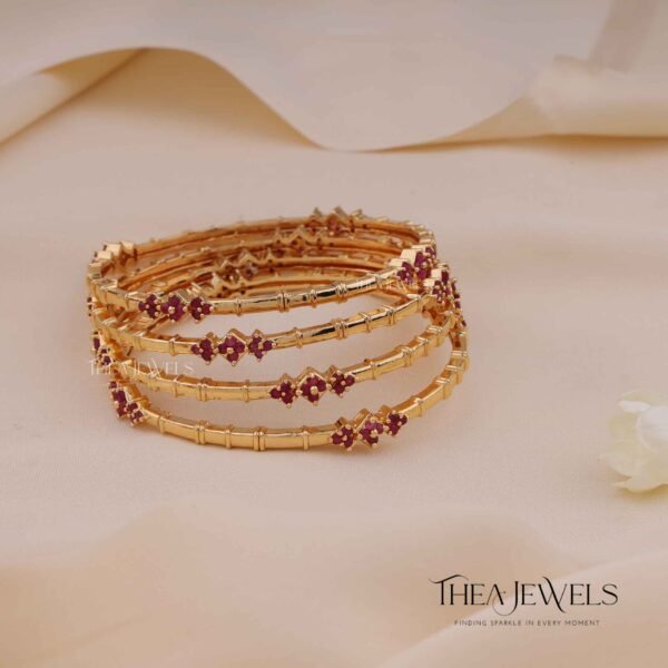 Red Stone Bangles (Set of 4)