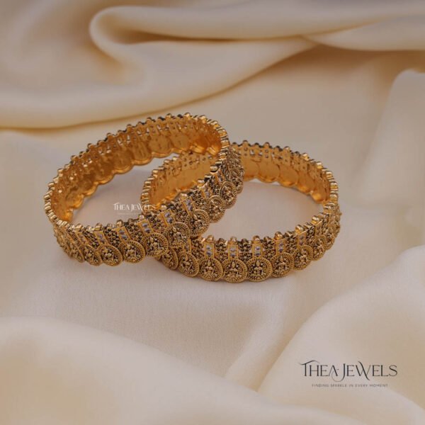 Premium Lakshmi Coin Bangle (White Stone)