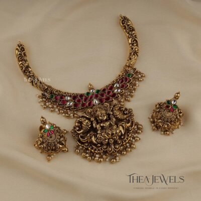 Netri Premium Jadau Kundan Lakshmi Necklace Set
