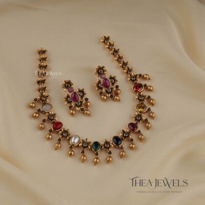 Navratan Floral Jewellery Set