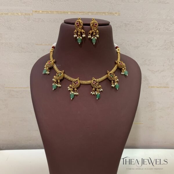 Mayura Gold Antique Necklace Set - Image 2