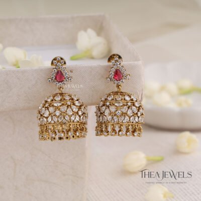 Premium Victorian Jhumka - Red