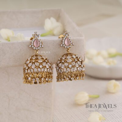 Premium Victorian Jhumka - Pastel Pink