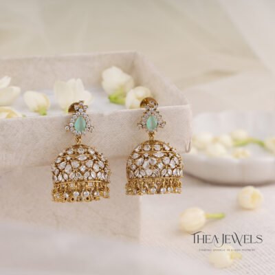 Premium Victorian Jhumka - Mint Green