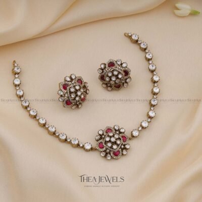 Elara Premium Victorian Mossanite Choker Red