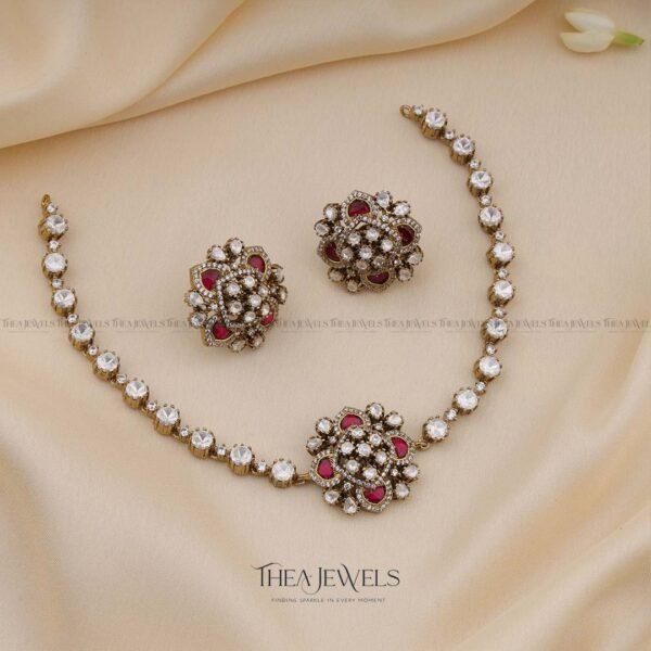 Elara Premium Victorian Mossanite Choker Red