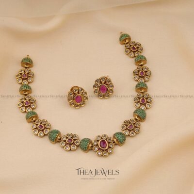 Tahini Jewellery (Green and Dark Pink)