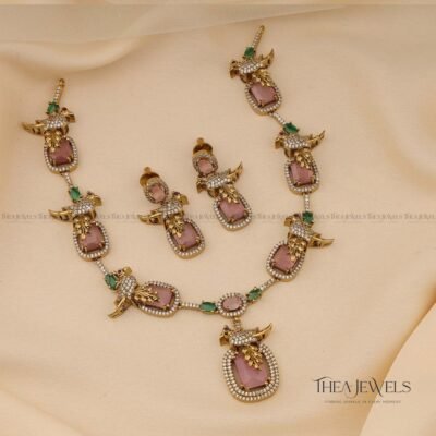 Victorian Pastel Pink Bird Jewellery