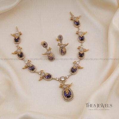 Parakeet Jewellery Purple (Gold Finish)