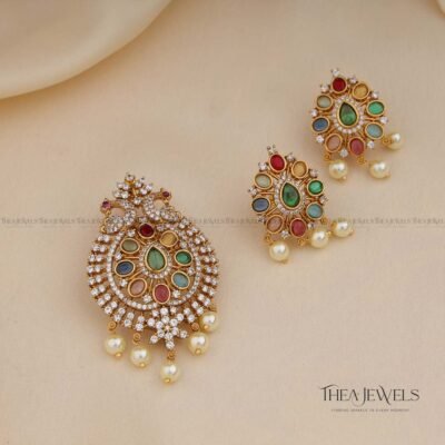 Navratna Pendant Set