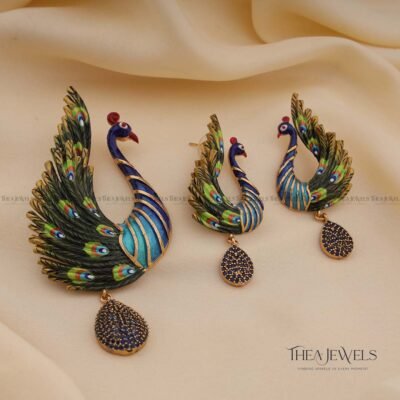 Designer Peacock Pendant Set