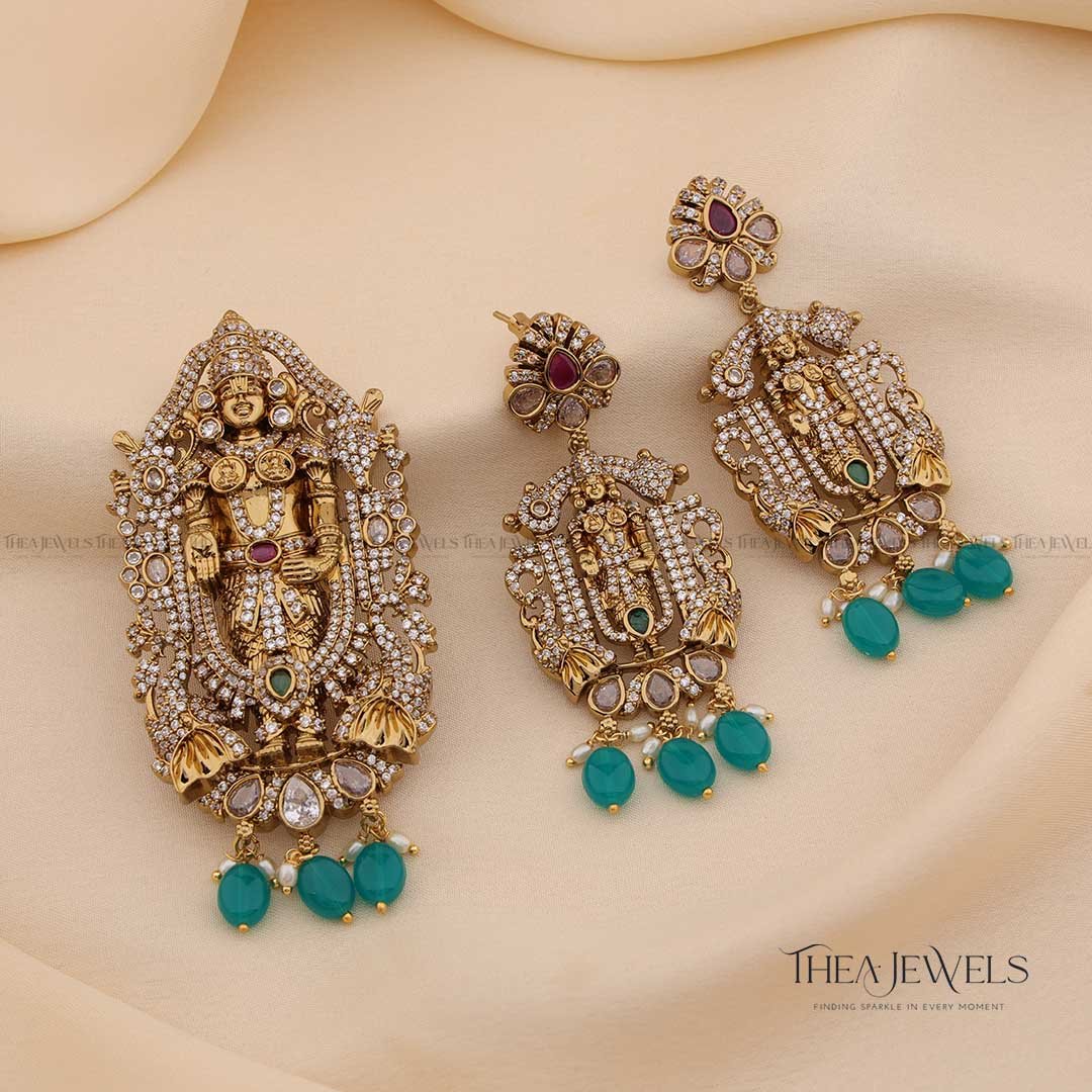 Tirupati Swamy Victorian Pendant Set