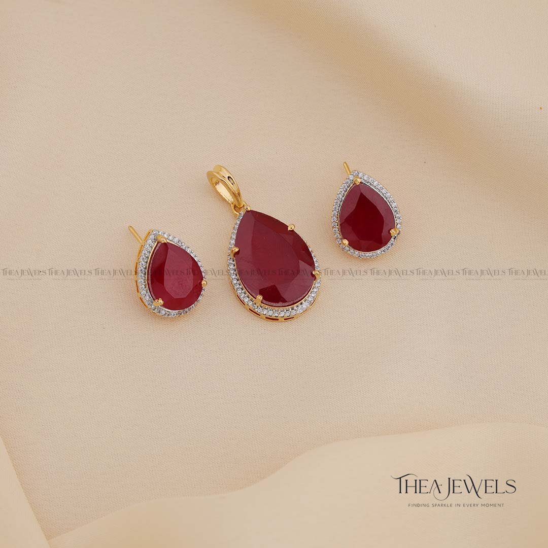 Iris Pendant Set Red