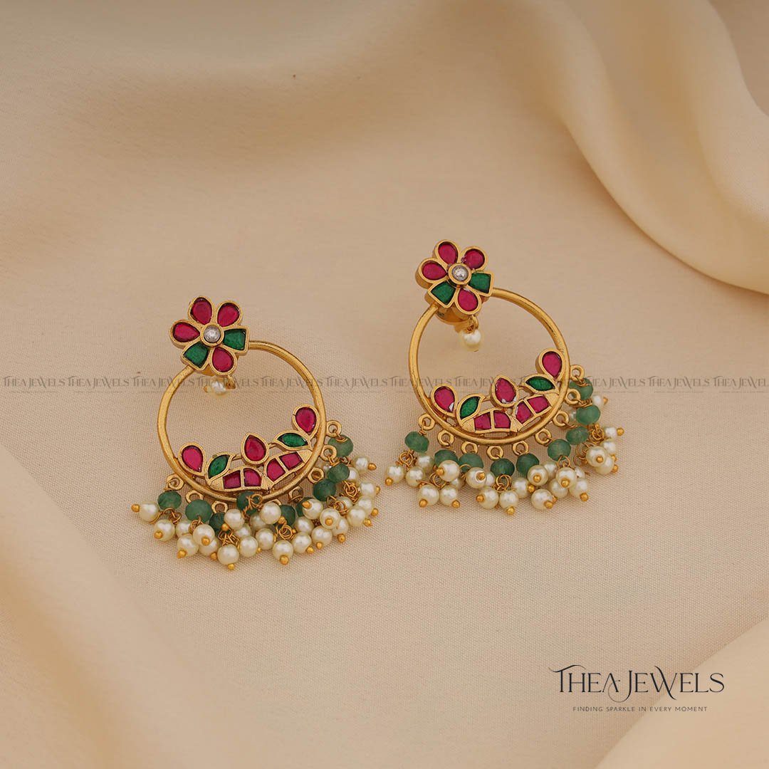 Floral Jadau Earrings